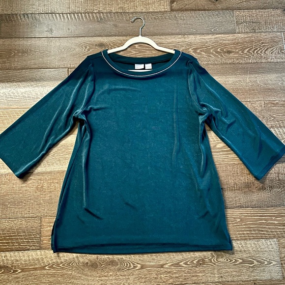 Chico's Tops - Chico's Travelers Dark Teal Long Sleeve Tunic Top